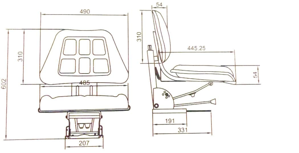 Luxe minitractor stoel | Rails | geveerd | zonder Armsteunen - 5