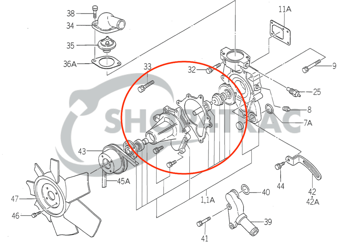 Waterpomp Iseki TU1700 | TU1900 | TU2100 | E3AF1 | Shop4Trac