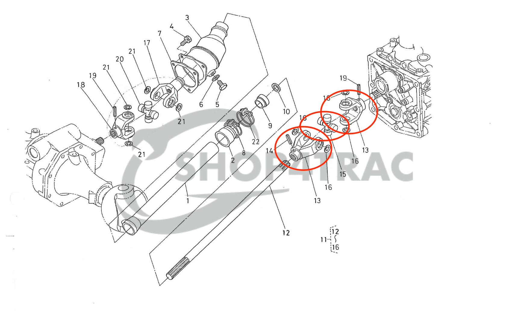 Cardan as Kubota B serie | B1400 | B1500 | type 2 | Shop4Trac