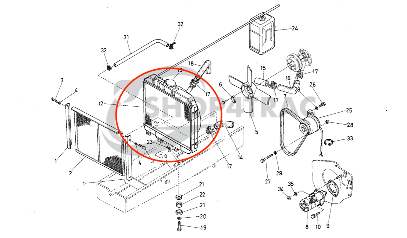 Radiateur Kubota B1600 - B1702 | Zen-noh ZB1600 - ZB1702 incl. radiateurslangen - 9