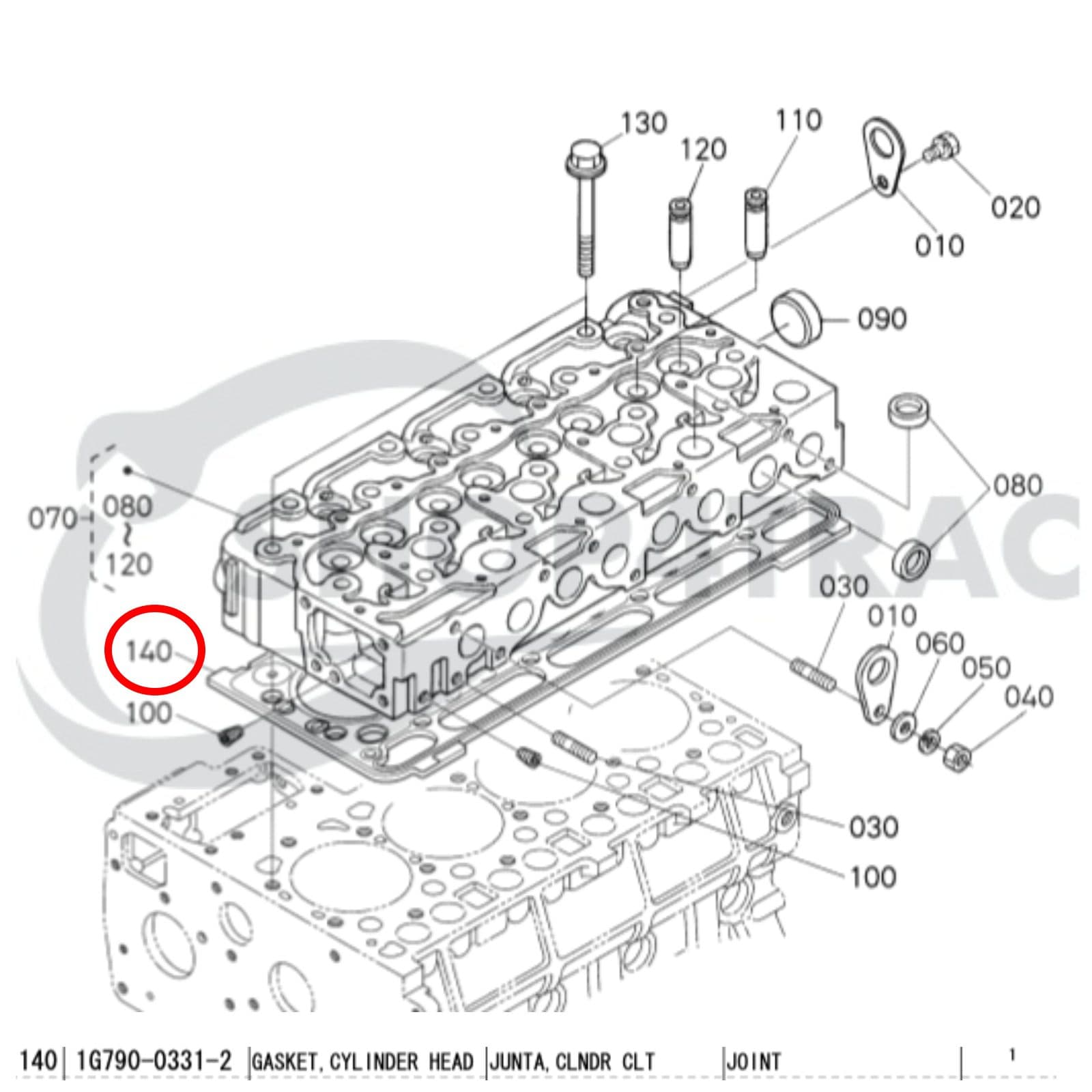 Koppakking Kubota V2203M | V2203E | V2403M | V2403E | Shop4Trac