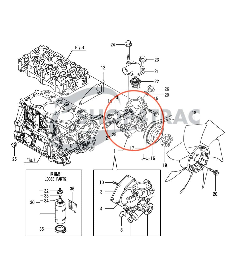 Waterpomp Yanmar 3TNV70 | 2TNV70-NBK | Shop4Trac