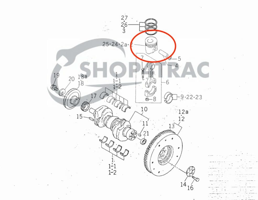 Zuiger Iseki TE4270, TL1901, TL2100, TL2300, TL2500 | E3AE1, 3AE1 | Shop4Trac