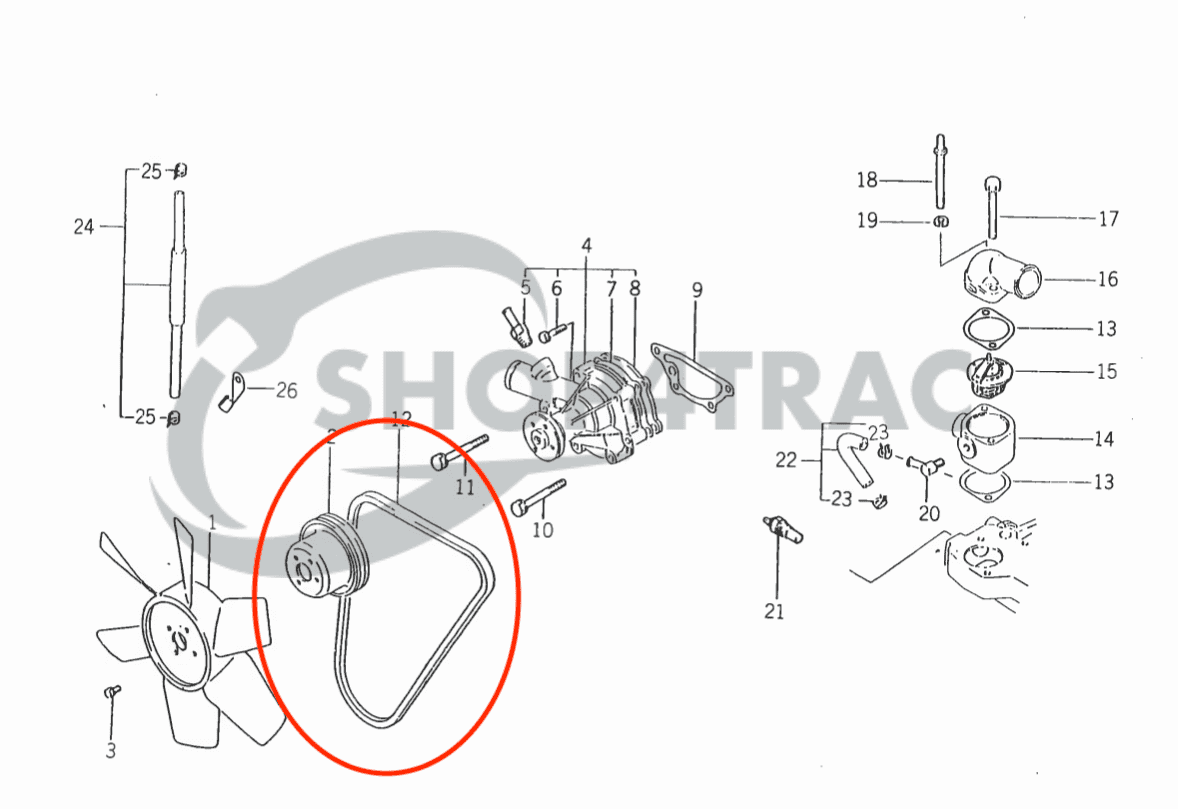 V-Snaar Iseki Landhope TU145 - TU175 | TX145 - TX155 | Kubota B1600 - B1702 | Shop4Trac