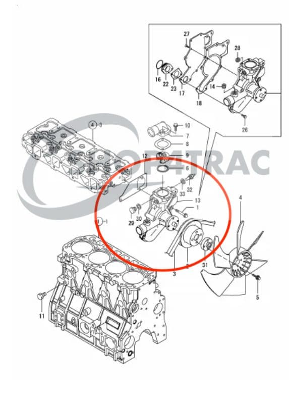 Waterpomp Yanmar 4TNE92 | 4TNE94 | 4TNE98 | 4D92 | 4D94 | Shop4Trac