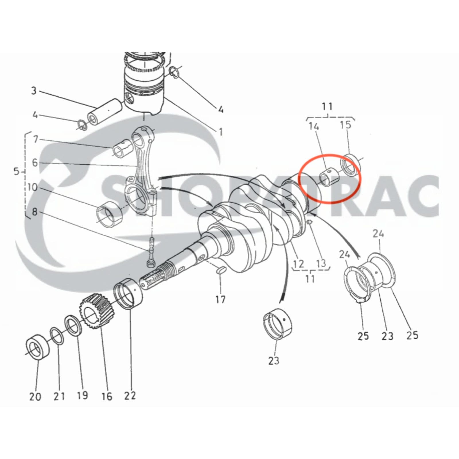 Kubota Krukas | vliegwiel-bus koppeling B1550 - B9200 | RTV | Shop4Trac