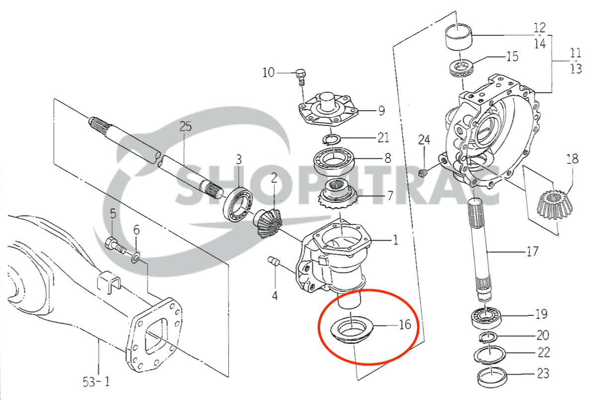 Iseki keerring vooras TA207 - TA317 | TA530 - 5140 | MF1250 | BQ3048E | Shop4Trac