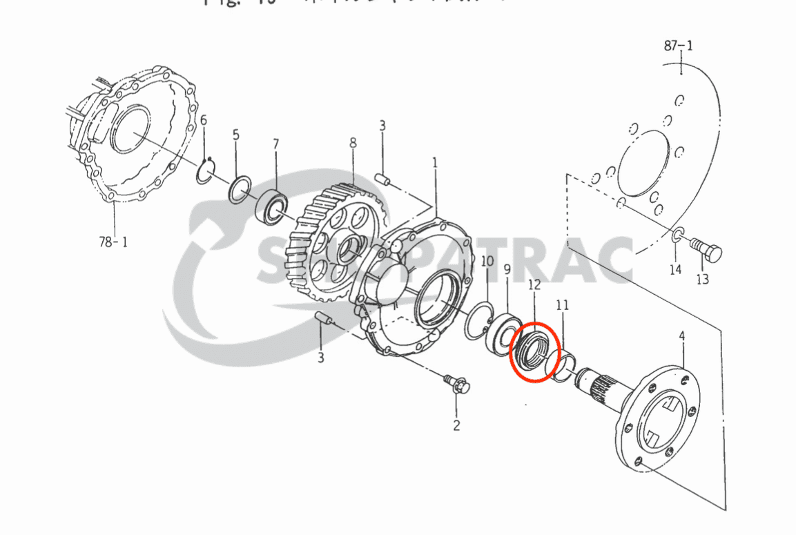 Iseki keerring achteras TX | TU | TF | Bolens G152 - G174 - 3