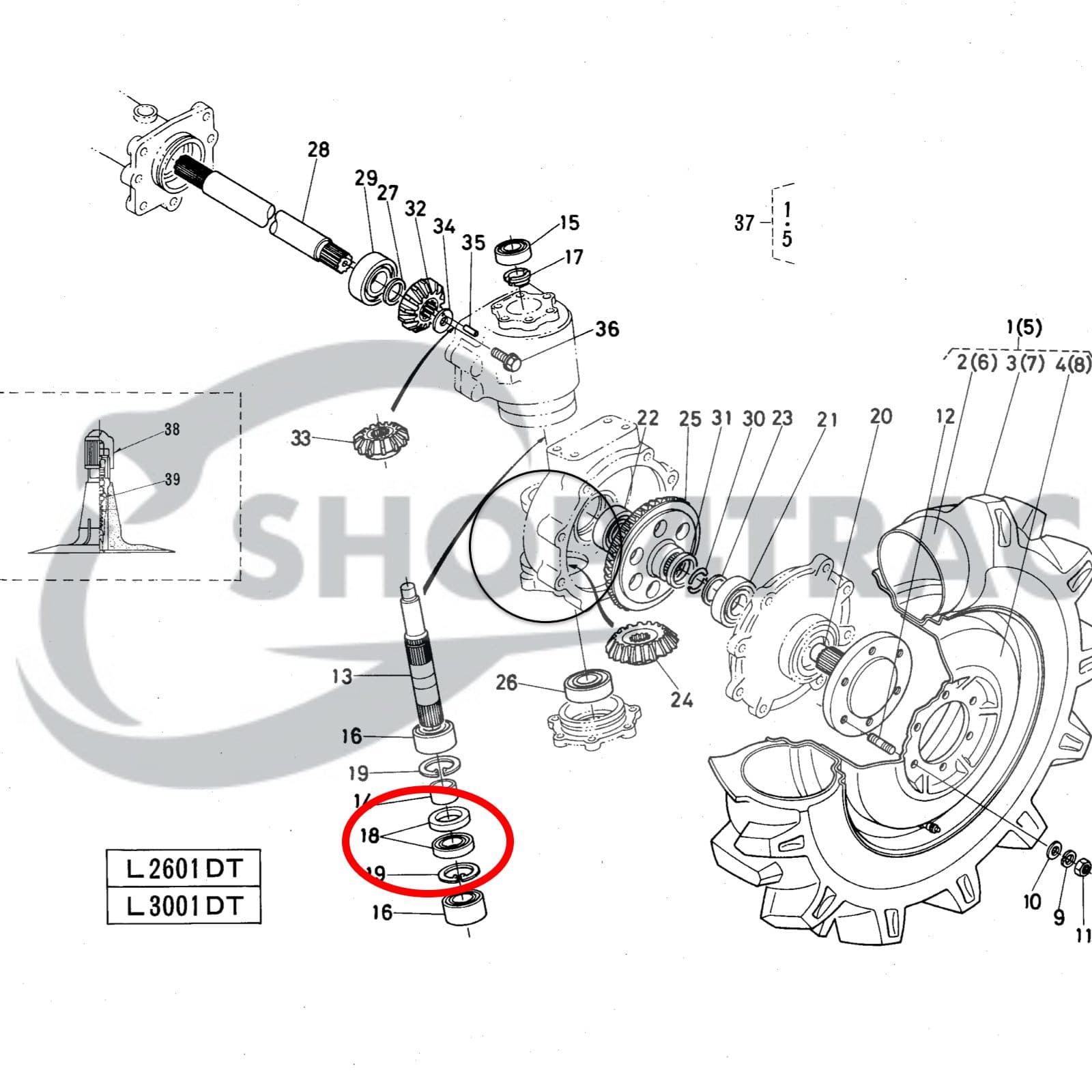 Fuseekeerring vooras Kubota L2601 | L3001 | BZ1322E | Shop4Trac