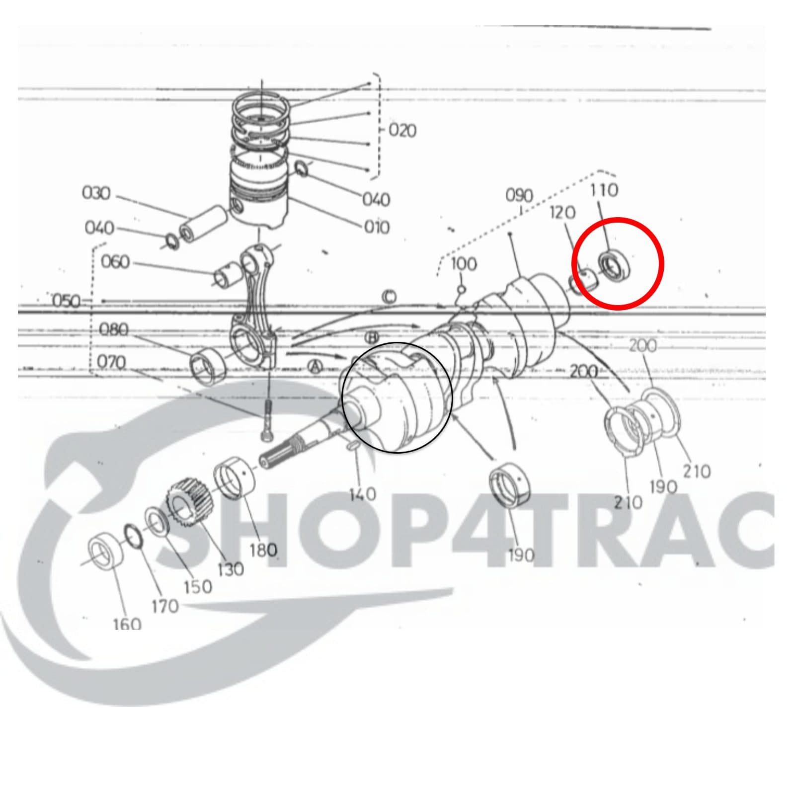 Keerring | Asafdichting vliegwiel Kubota B7001 | Z600 | D750 | V1200 | Shop4Trac