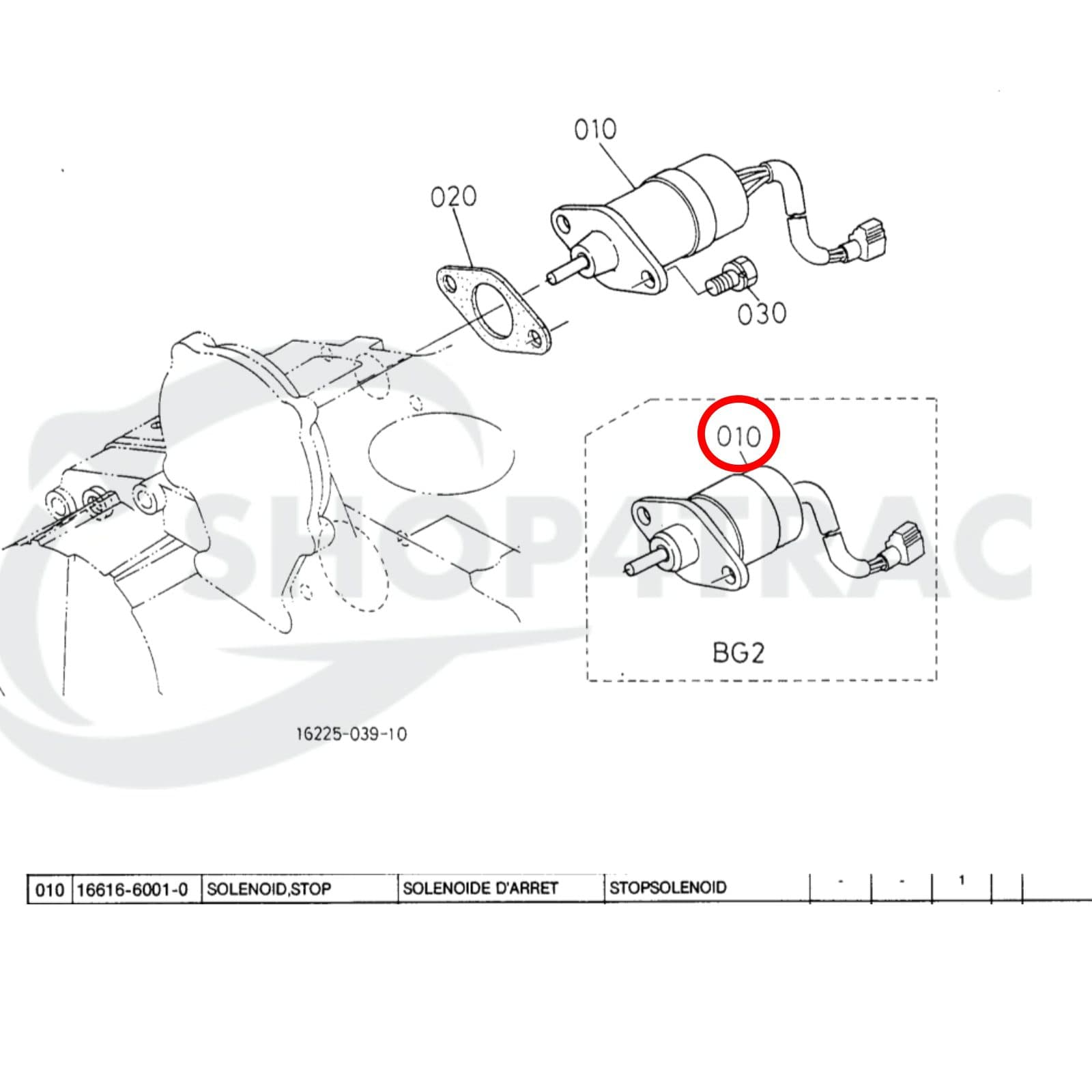 Solenoid Kubota BG2 motoren | 1503ES-12A5UC5S | Shop4Trac