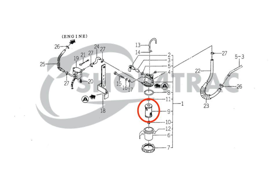 Brandstoffilter glas | Kolf Iseki TX | TU - Shibaura SP - SL - P | Satoh ST | Shop4Trac