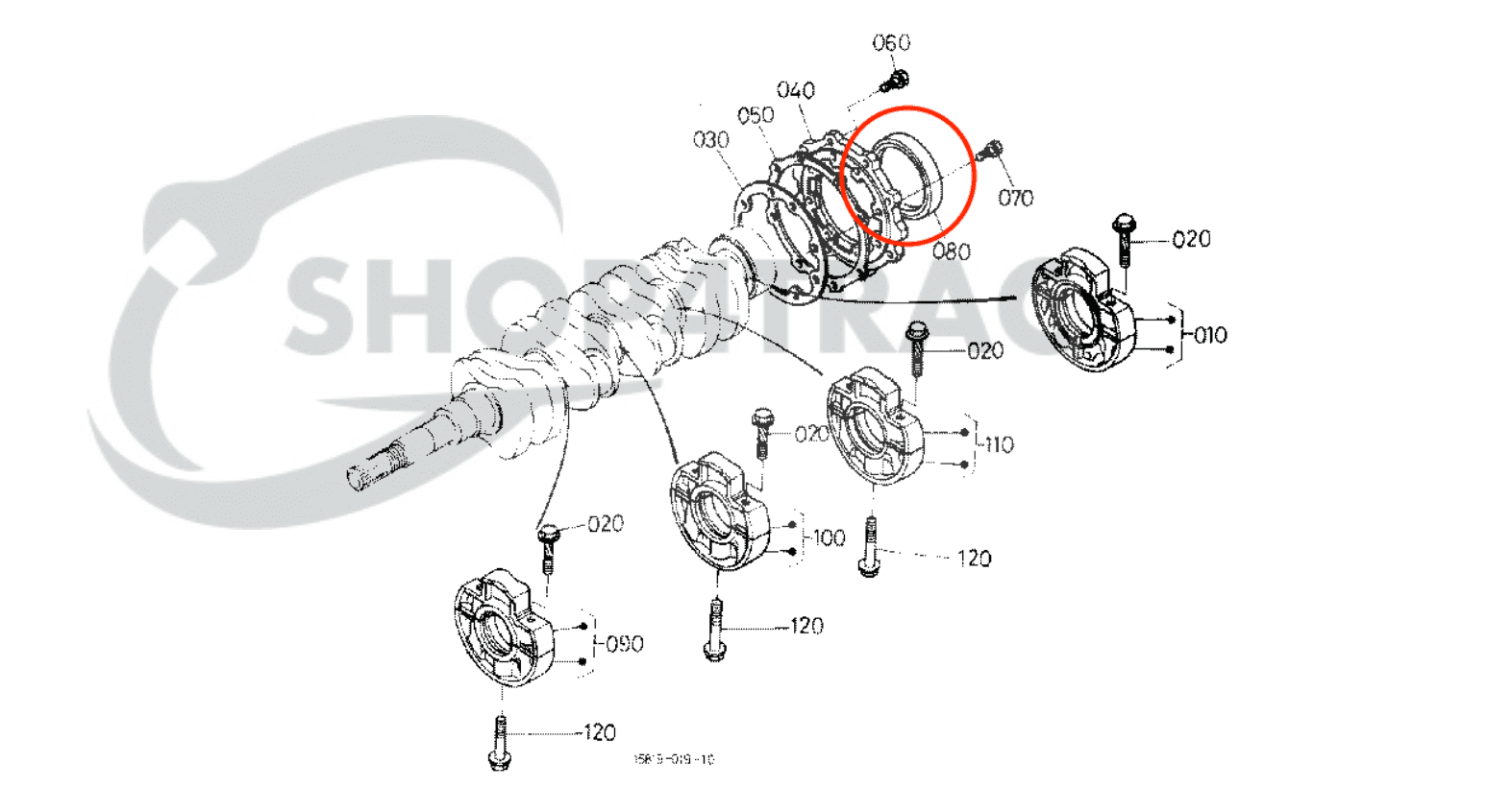 Kubota Krukas keerring achterzijde D1102- D1803 | V1702 - V2403