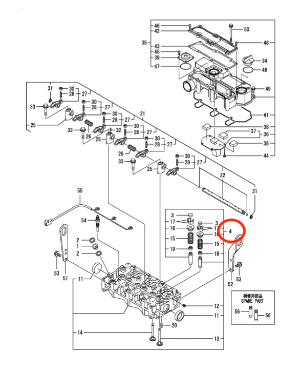 Cilinderkop compleet Yanmar 3TNV76 | 3D76E | Landini | Komatsu | Hitachi | Mustang - 2