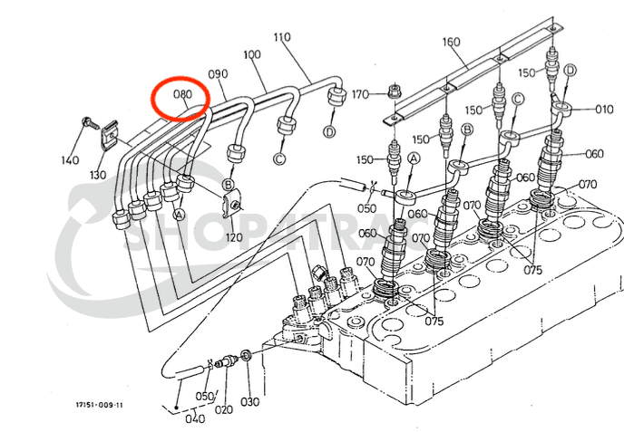Einspritzleitung | Druckleitung Kubota V1305 | V1505 | D1005 | D1105