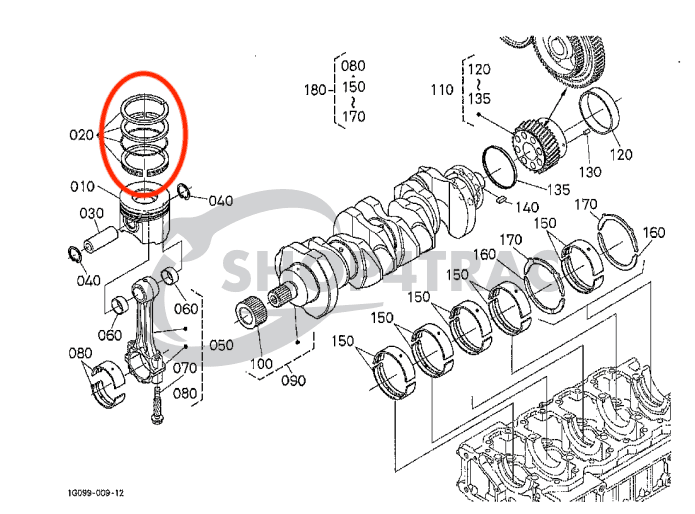 Zuigerveren Kubota V2607 | 2607-DI | V2607T | Bobcat | Menzi - 2