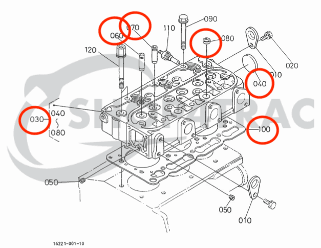 Cilinderkop Kubota D1105 compleet + pakkingset + Gloeibougies | Thermostaat | Kleppen - 3