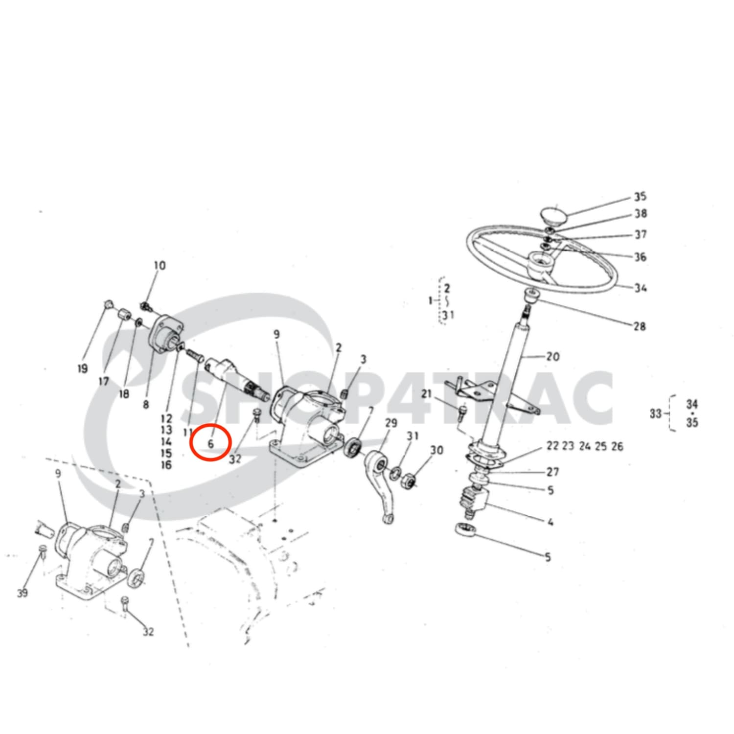 Stuuras | Stuurdeel Kubota B5100 - B6100 - B7200 | B1200 - B1702 - 6