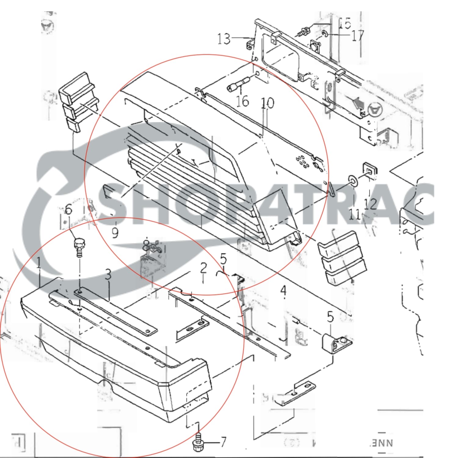 Front mask Iseki TA207 – TA287F | TA317F – TA530 | TA538 – 5040 - 2