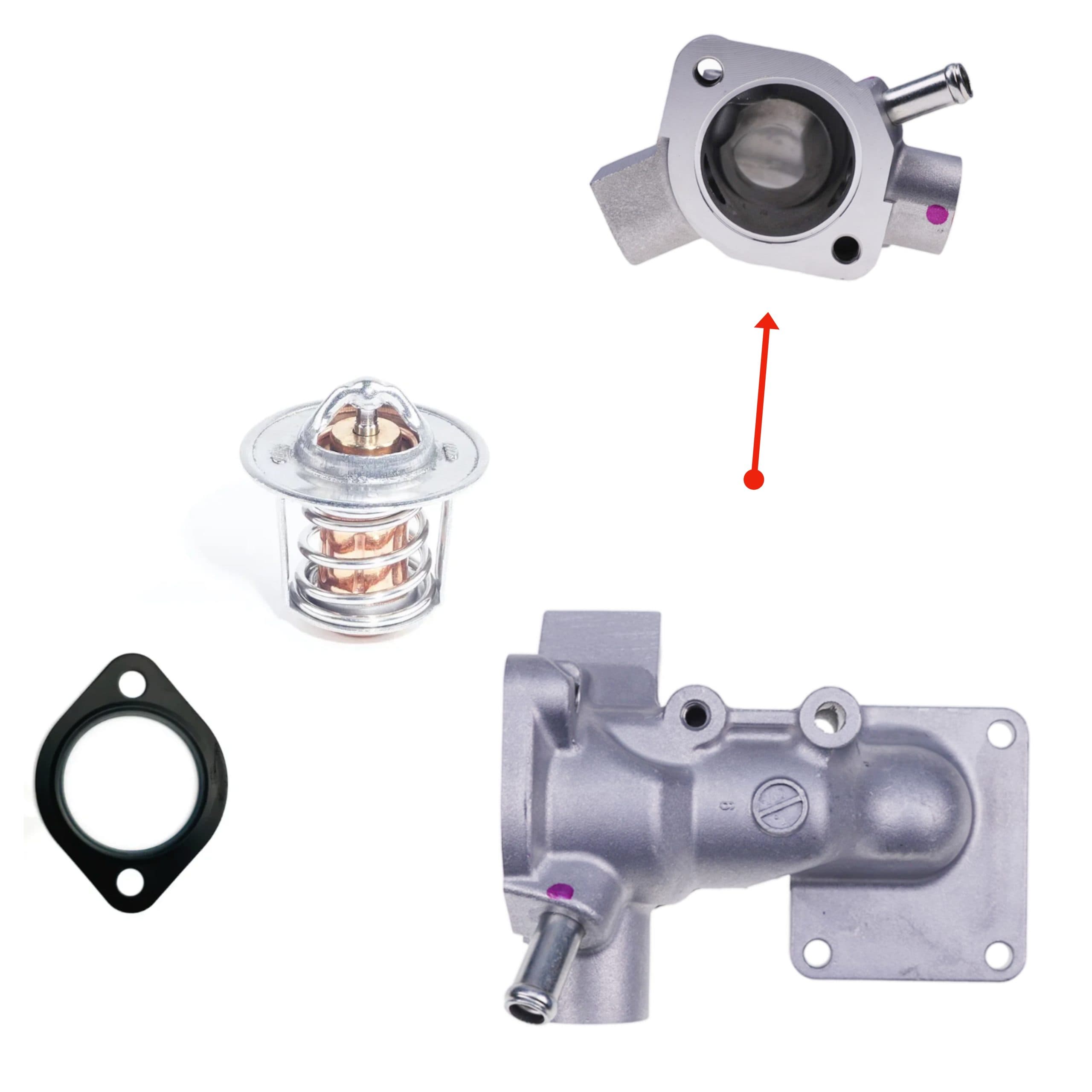 Thermostatgehäuse + Thermostat Kubota D905 - V1505