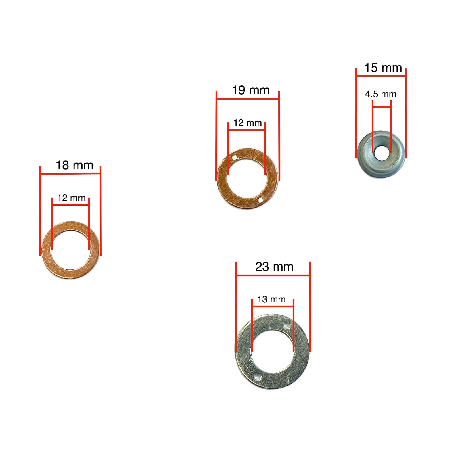 Kubota Einspritzdüse | Injektorabdichtung | Dichtung | komplett | Z402 - Z600 | D722 - D1403 | D750 - D950 - D905 - D1305 | V1205 - V1505 | V1702 - V2403
