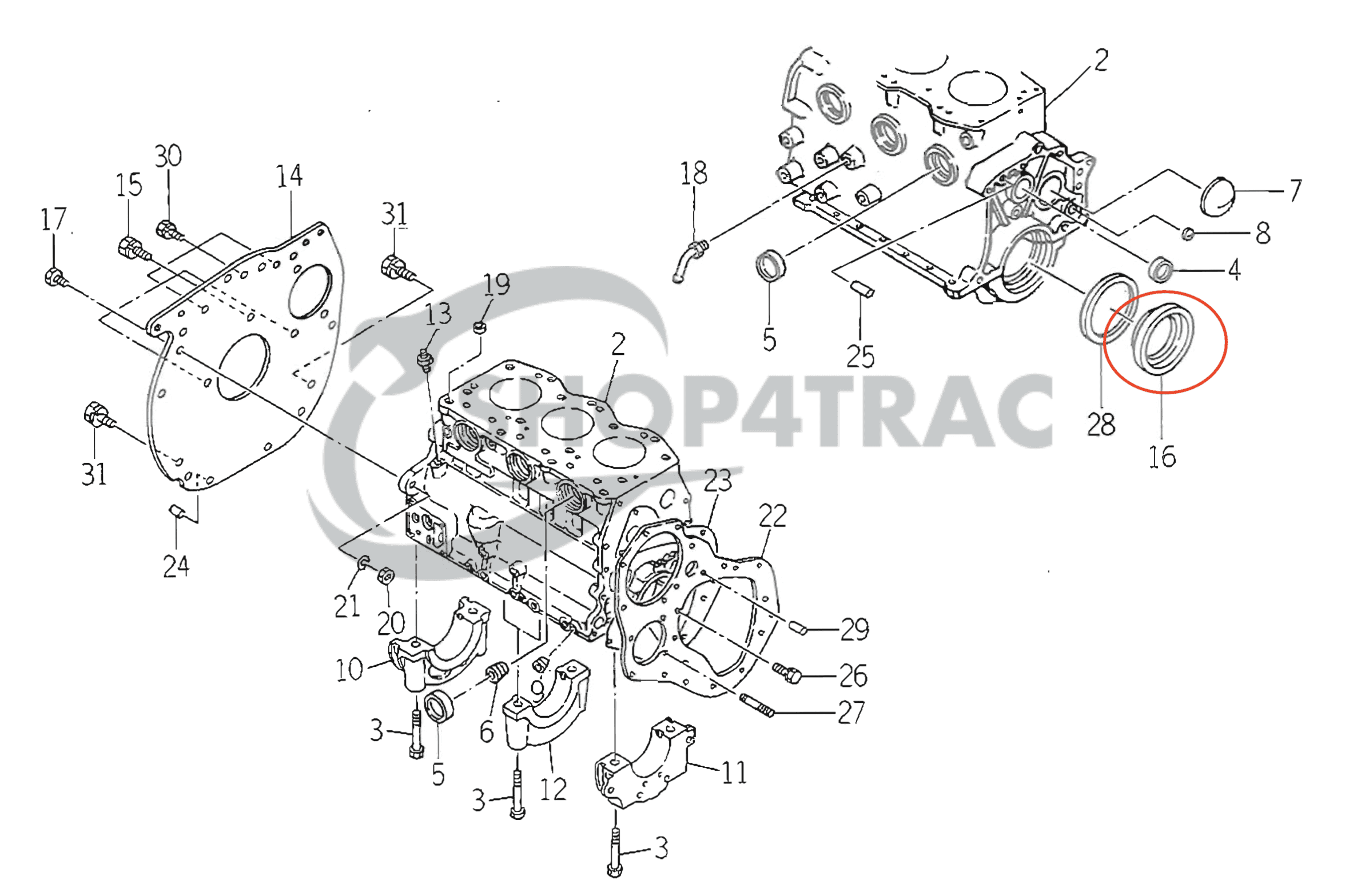 Krukaskeerring voor+achterzijde Iseki TS | TL | TA | TU | Shop4Trac